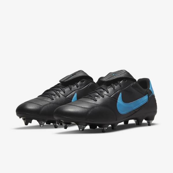 Black / Blue Nike The Premier 3 SG-PRO Anti-Clog Traction Soft-Ground Men's Football Shoes | NK485DQA