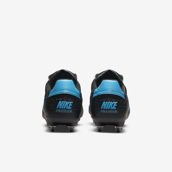 Black / Blue Nike The Premier 3 SG-PRO Anti-Clog Traction Soft-Ground Men's Football Shoes | NK485DQA