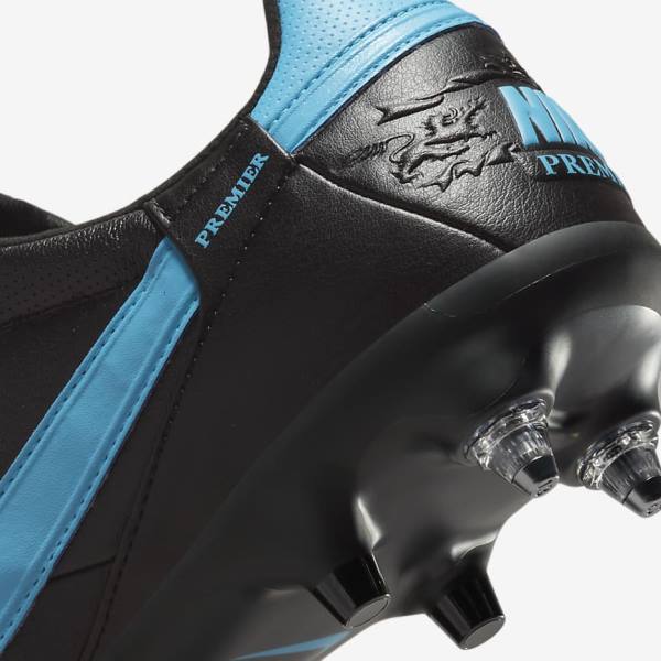 Black / Blue Nike The Premier 3 SG-PRO Anti-Clog Traction Soft-Ground Men's Football Shoes | NK485DQA