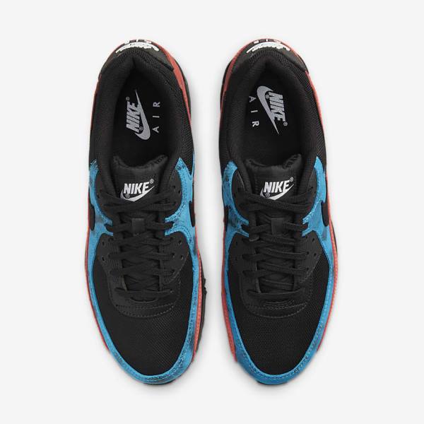 Black / Blue / Red / White Nike Air Max 90 Men's Sneakers | NK156XCR