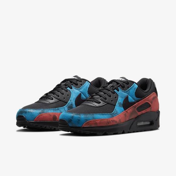 Black / Blue / Red / White Nike Air Max 90 Men's Sneakers | NK156XCR