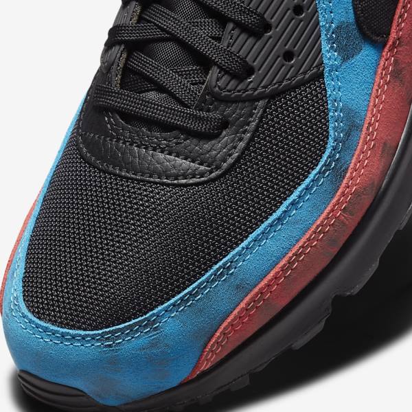 Black / Blue / Red / White Nike Air Max 90 Men's Sneakers | NK156XCR