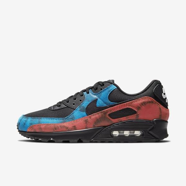 Black / Blue / Red / White Nike Air Max 90 Men\'s Sneakers | NK156XCR