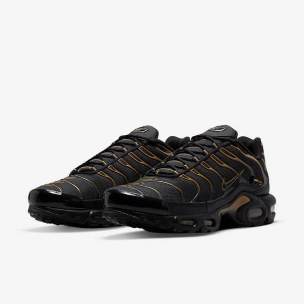 Black / Brown / Gold Nike Air Max Plus Men's Sneakers | NK035GBC