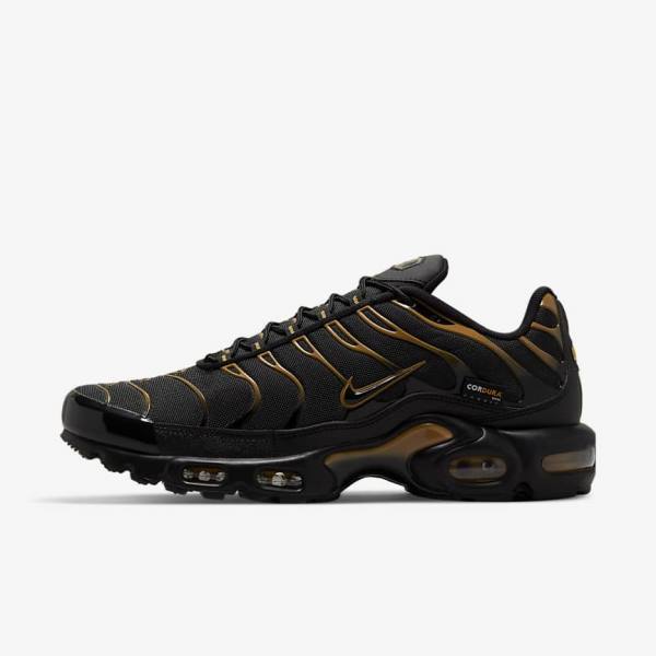 Black / Brown / Gold Nike Air Max Plus Men\'s Sneakers | NK035GBC