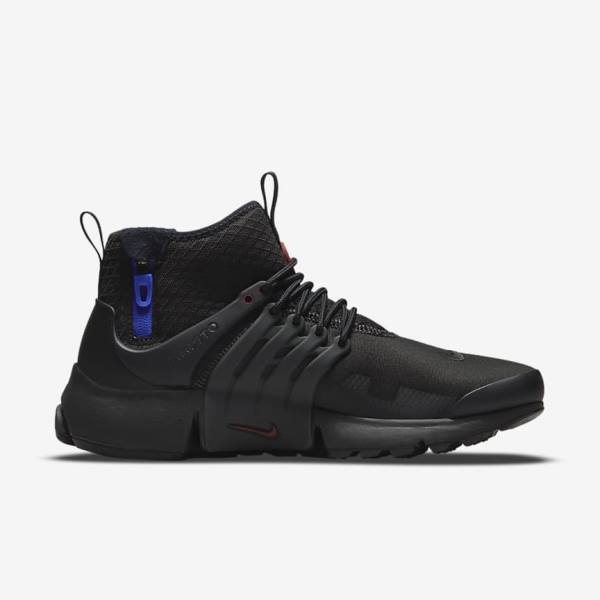 Black / Dark Grey / Blue / Red Nike Air Presto Mid Utility Men's Sneakers | NK457ETN