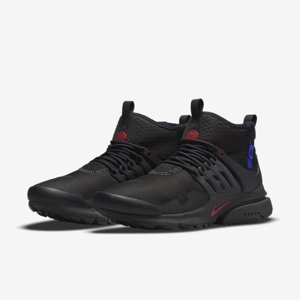 Black / Dark Grey / Blue / Red Nike Air Presto Mid Utility Men's Sneakers | NK457ETN