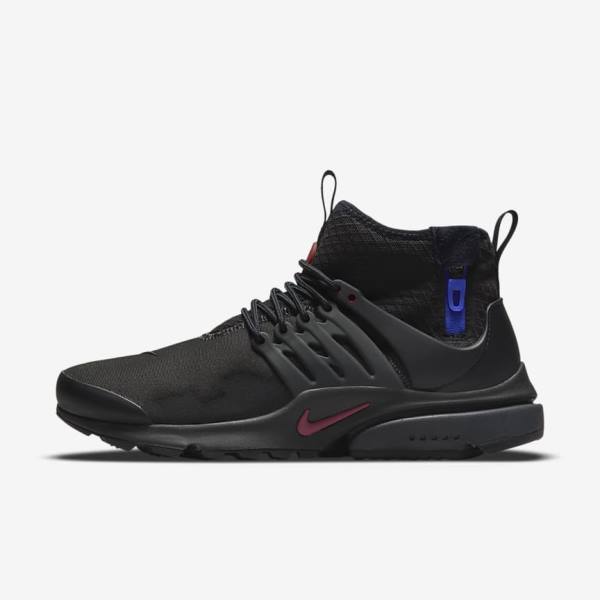 Black / Dark Grey / Blue / Red Nike Air Presto Mid Utility Men\'s Sneakers | NK457ETN