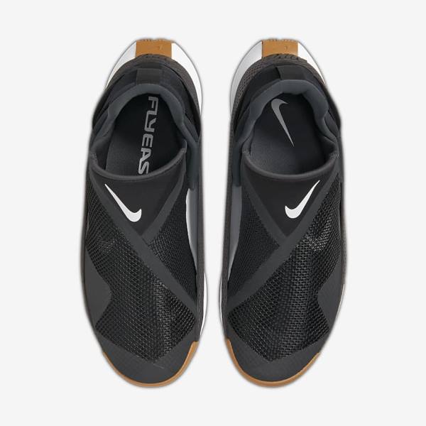 Black / Dark Grey / Gold / White Nike Go FlyEase Men's Sneakers | NK021OWV