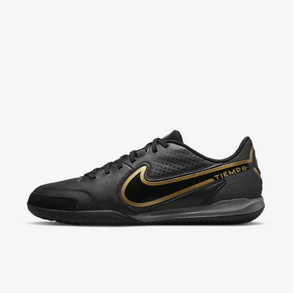 Black / Dark Grey / Metal Gold / Black Nike Tiempo Legend 9 Academy IC Indoor-Court Women\'s Football Shoes | NK479DBO