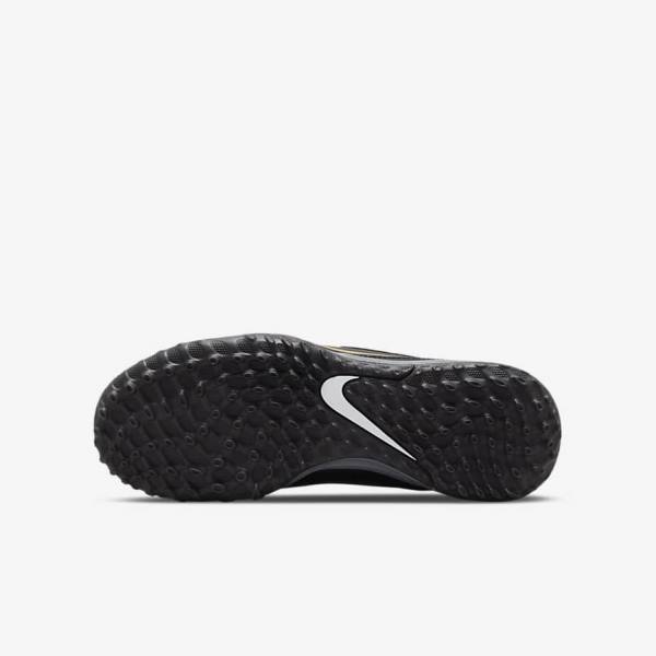 Black / Dark Grey / Metal Gold / Black Nike Jr. Tiempo Legend 9 Academy TF Older Turf Kids' Football Shoes | NK506EMQ