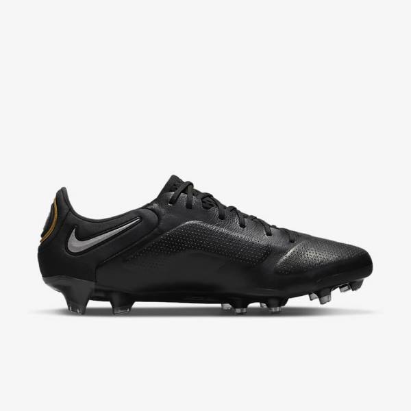 Black / Dark Grey / Metal Gold / Metal Dark Grey Nike Tiempo Legend 9 Elite FG Firm-Ground Women's Football Shoes | NK015JOT