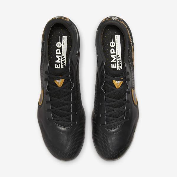 Black / Dark Grey / Metal Gold / Metal Dark Grey Nike Tiempo Legend 9 Elite FG Firm-Ground Women's Football Shoes | NK015JOT