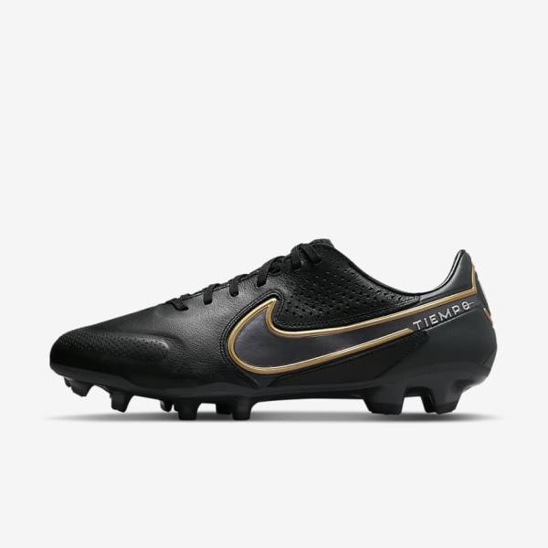 Black / Dark Grey / Metal Gold / Metal Dark Grey Nike Tiempo Legend 9 Pro FG Firm-Ground Women\'s Football Shoes | NK236QXS