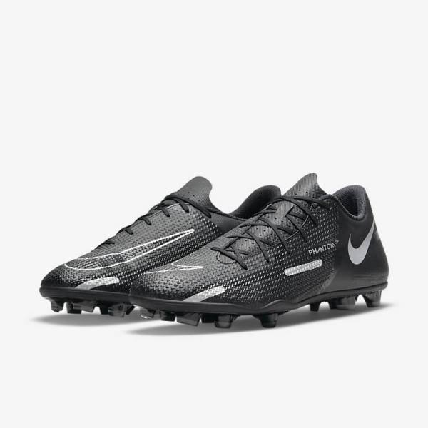 Black / Dark Grey / Metal Silver Nike Phantom GT2 Club MG Multi-Ground Women's Football Shoes | NK352GLQ