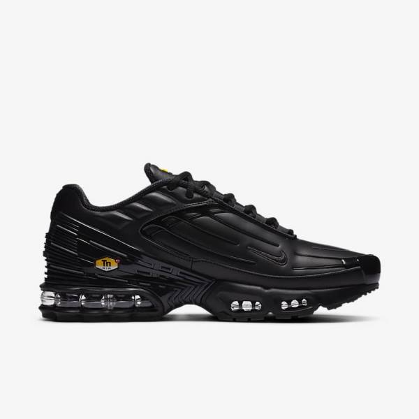 Black / Dark Grey Nike Air Max Plus 3 Leather Men's Sneakers | NK396XQL