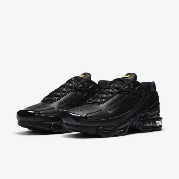 Black / Dark Grey Nike Air Max Plus 3 Leather Men's Sneakers | NK396XQL