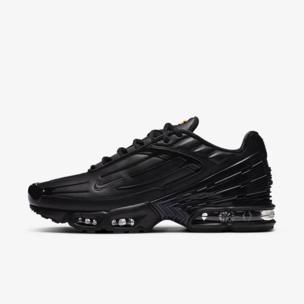 Black / Dark Grey Nike Air Max Plus 3 Leather Men\'s Sneakers | NK396XQL