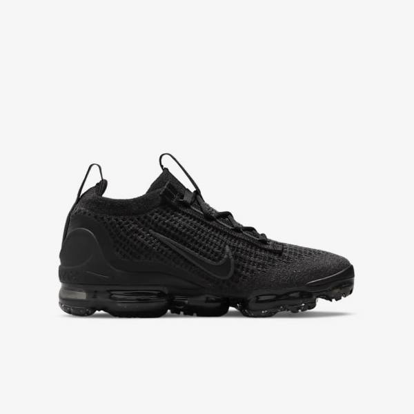 Black / Dark Grey Nike Air VaporMax 2021 FK Older Kids' Sneakers | NK830UDQ