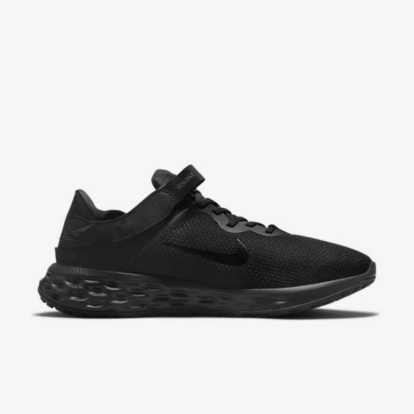 Black / Dark Grey Nike Revolution 6 FlyEase Next Nature Easy-On-And-Off Road (Extra Wide) Men's Running Shoes | NK289CJB