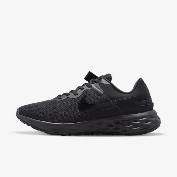 Black / Dark Grey Nike Revolution 6 FlyEase Next Nature Easy On-Off Road Men\'s Running Shoes | NK318AMR