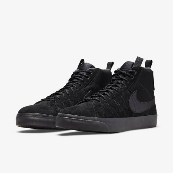 Black / Dark Grey Nike SB Zoom Blazer Mid Premium Women's Skate Shoes | NK971RYV