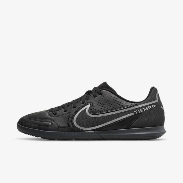 Black / Dark Grey Nike Tiempo Legend 9 Club IC Indoor-Court Men\'s Football Shoes | NK806QIS