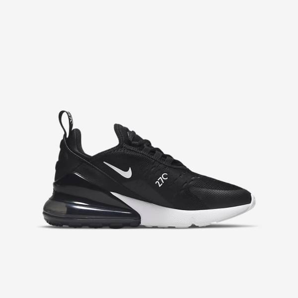 Black / Dark Grey / White Nike Air Max 270 Older Kids' Sneakers | NK947NKR