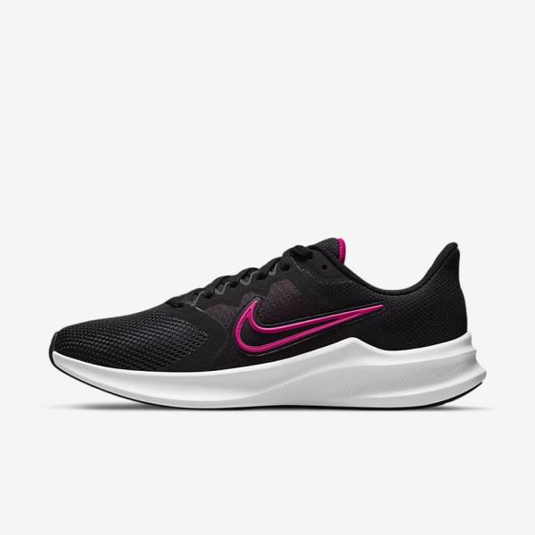 Black / Dark Grey / White Nike Downshifter 11 Road Women\'s Running Shoes | NK672DTY