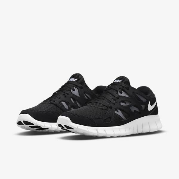 Black / Dark Grey / White Nike Free Run 2 Women's Sneakers | NK814BMA