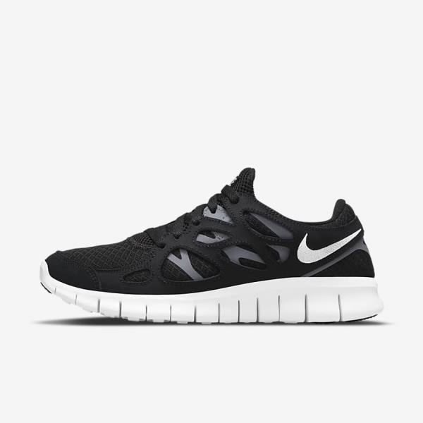 Black / Dark Grey / White Nike Free Run 2 Women\'s Sneakers | NK814BMA