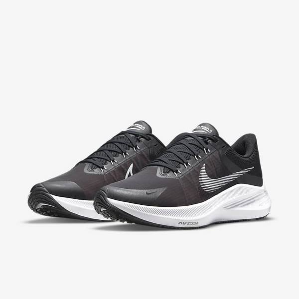 Black / Dark Grey / White Nike Winflo 8 Road Men's Running Shoes | NK839LQW