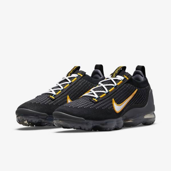 Black / Gold / Dark Grey / White Nike Air VaporMax 2021 FK Men's Sneakers | NK745DHT