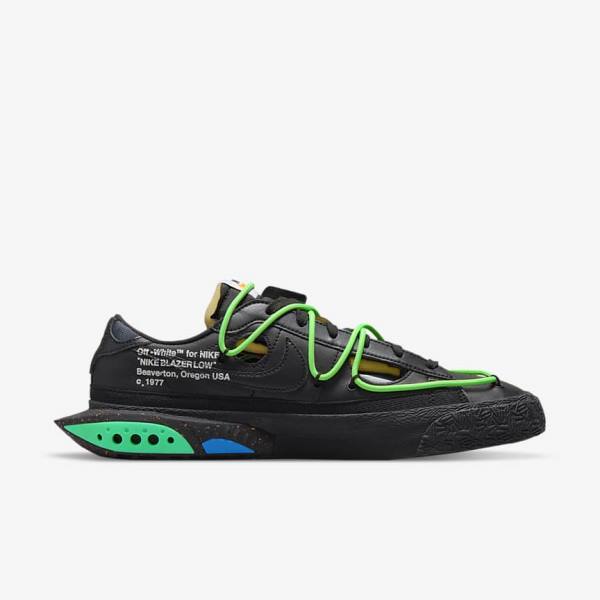 Black / Green / Black Nike Blazer Low 77 x Off-White™ Men's Sneakers | NK398SXV