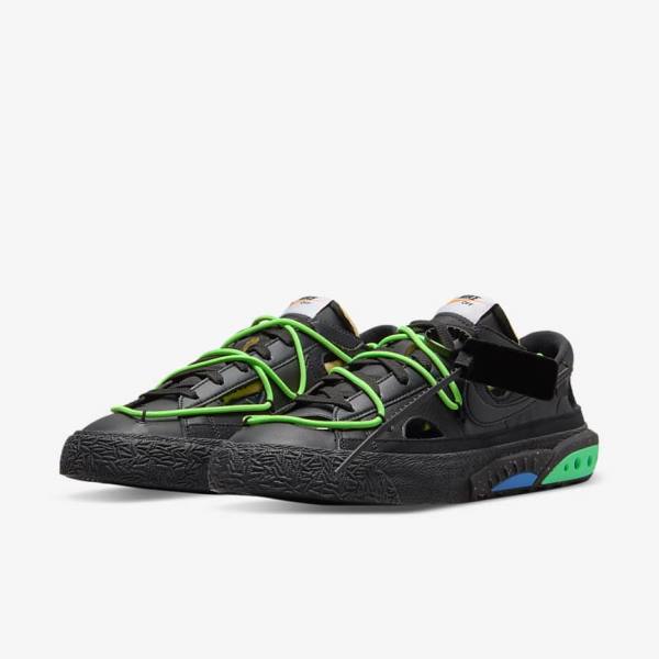 Black / Green / Black Nike Blazer Low 77 x Off-White™ Men's Sneakers | NK398SXV