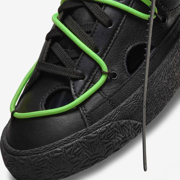 Black / Green / Black Nike Blazer Low 77 x Off-White™ Men's Sneakers | NK398SXV