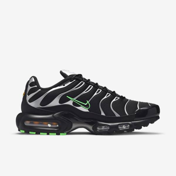 Black / Green / Metal Silver / Black Nike Air Max Plus Men's Sneakers | NK071JZO