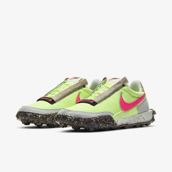 Black / Green / Pink Nike Waffle Racer Crater Women's Sneakers | NK865SXN