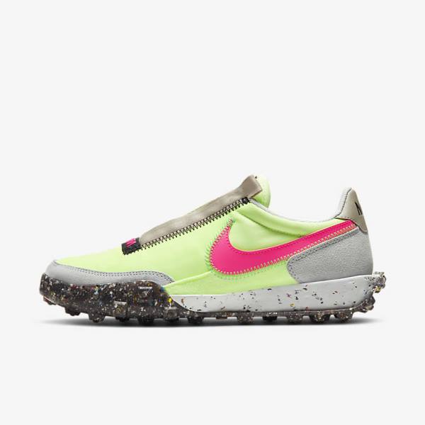 Black / Green / Pink Nike Waffle Racer Crater Women\'s Sneakers | NK865SXN