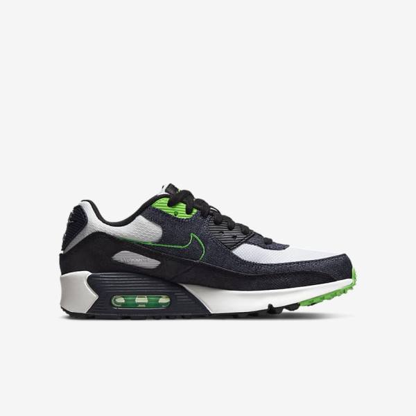 Black / Green / White / Obsidian Nike Air Max 90 LTR SE Older Kids' Sneakers | NK079XSW