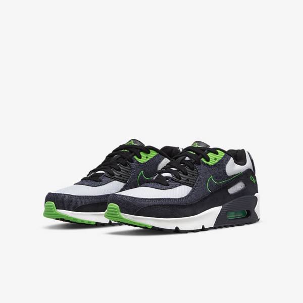 Black / Green / White / Obsidian Nike Air Max 90 LTR SE Older Kids' Sneakers | NK079XSW