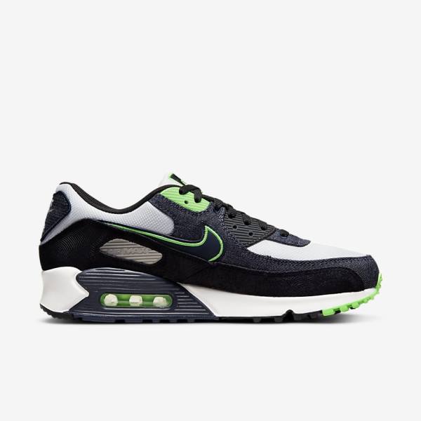 Black / Green / White / Obsidian Nike Air Max 90 SE Men's Sneakers | NK673IPY