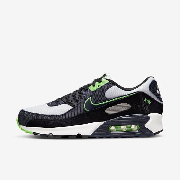 Black / Green / White / Obsidian Nike Air Max 90 SE Men\'s Sneakers | NK673IPY