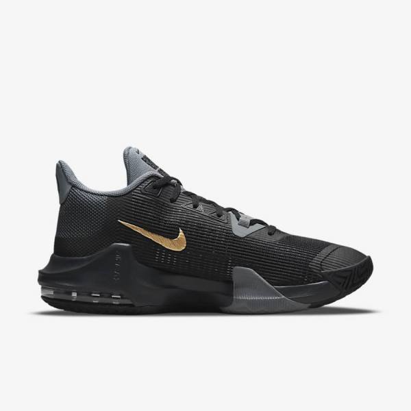 Black / Grey / Dark Grey / Metal Gold Nike Air Max Impact 3 Women's Basketball Shoes | NK510RJY