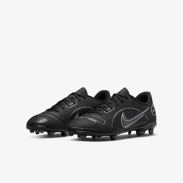 Black / Grey / Metal Silver Nike Jr. Mercurial Vapor 14 Club MG Older Multi-Ground Kids' Football Shoes | NK054VSY