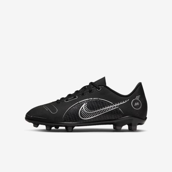 Black / Grey / Metal Silver Nike Jr. Mercurial Vapor 14 Club MG Older Multi-Ground Kids\' Football Shoes | NK054VSY