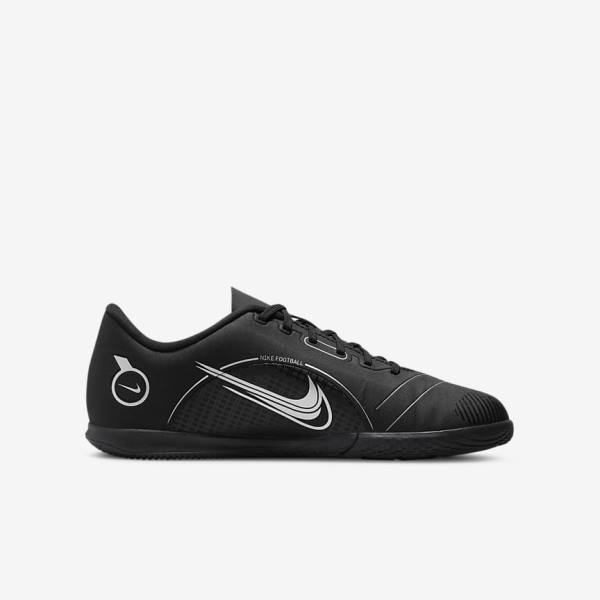 Black / Grey / Metal Silver Nike Jr. Mercurial Vapor 14 Club IC Older Indoor Court Kids' Football Shoes | NK934BWJ