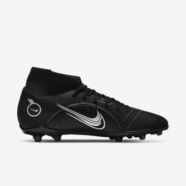 Black / Grey / Metal Silver Nike Mercurial Superfly 8 Club MG Multi-Grounds Men's Football Shoes | NK728UWE