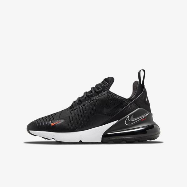 Black / Grey Nike Air Max 270 Older Kids\' Sneakers | NK830SIG