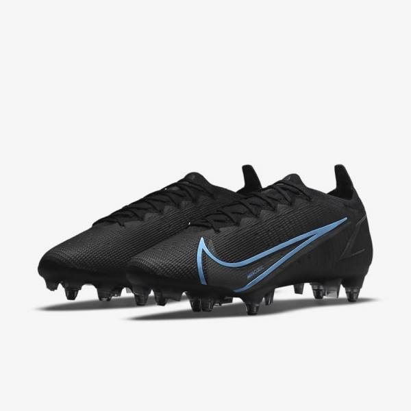 Black / Grey Nike Mercurial Vapor 14 Elite SG-Pro AC Soft-Ground Men's Football Shoes | NK861TFJ